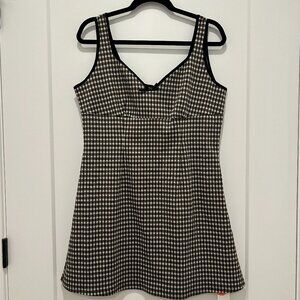 NWT CIDER V-Neck Check Bowknot Mini Dress (XL)
